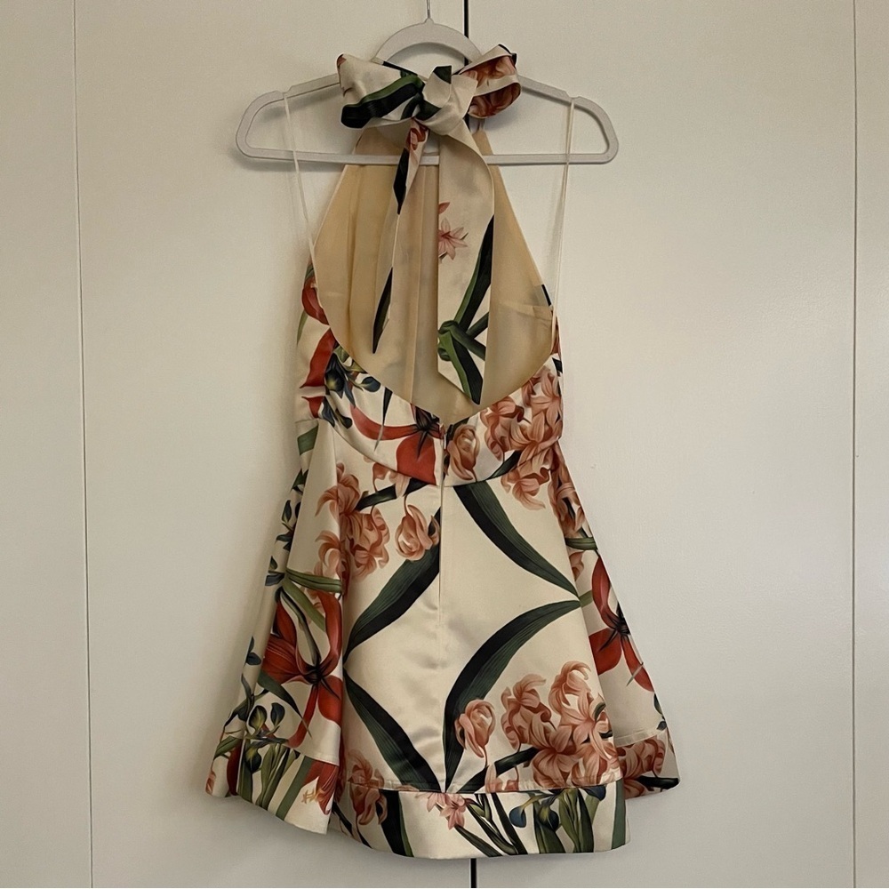 NWOT LULUS  Sunny Centerpiece Cream Floral Print Skater Dress - Picture 4 of 9